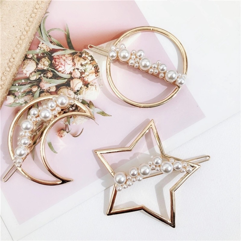 New 🌟 Pearl Gold Star Hair Pins
